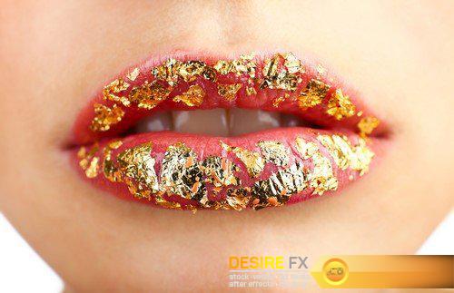 Colorful female lips isolated on white 18X JPEG