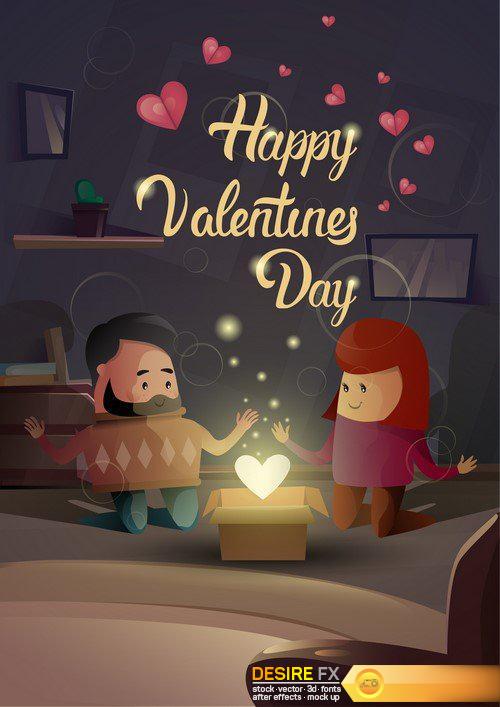 Valentine Day Gift Card Couple Love 10X EPS