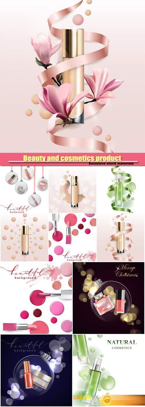 Beauty and cosmetics product vector background
