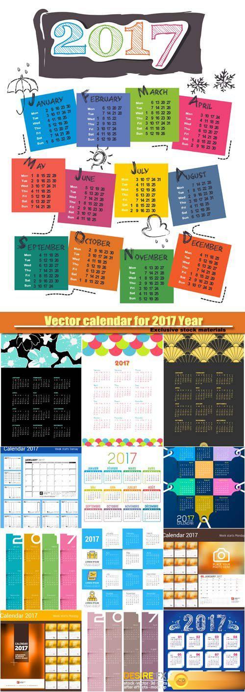 Vector calendar for 2017 Year