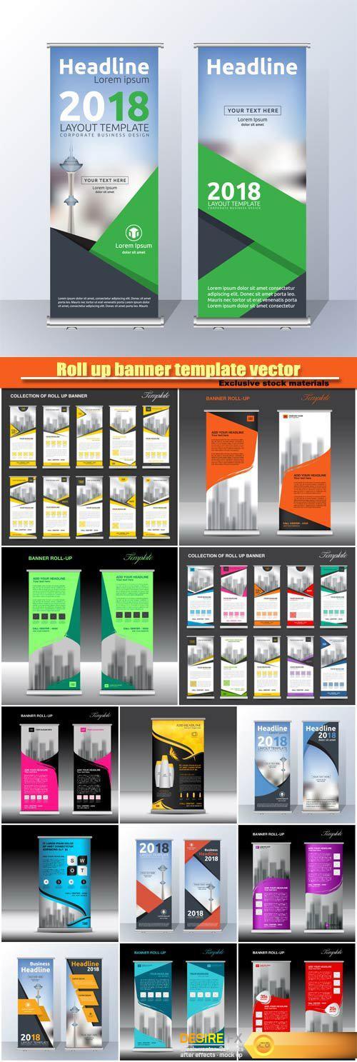 Roll up banner template vector, flyer poster