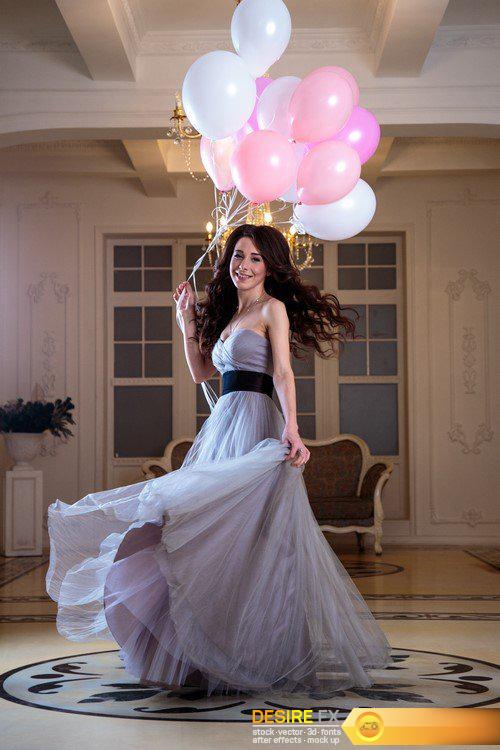 Beautiful brunette with a balloon 6X JPEG