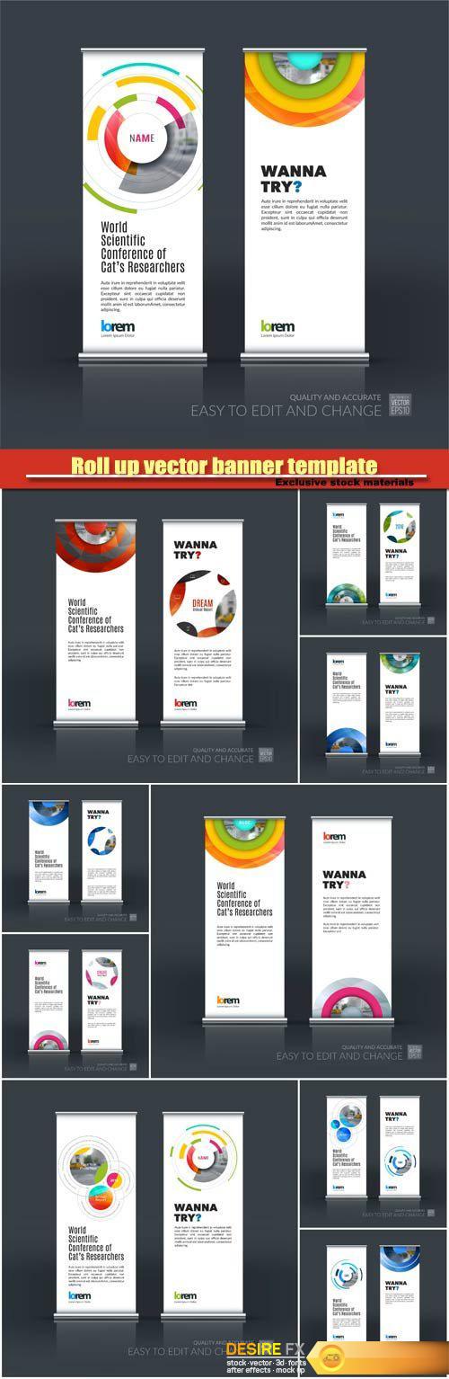 Roll up vector banner template, abstract business vector set