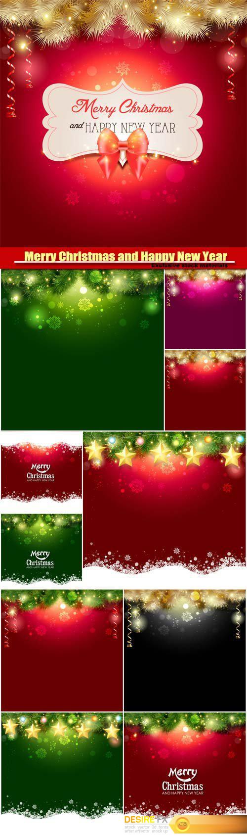 Merry Christmas and Happy New Year vector, background with a glowing effect