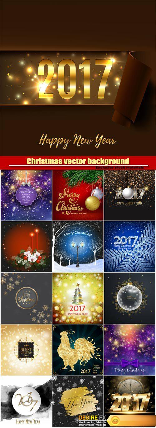 Christmas vector background with sparkles and balls