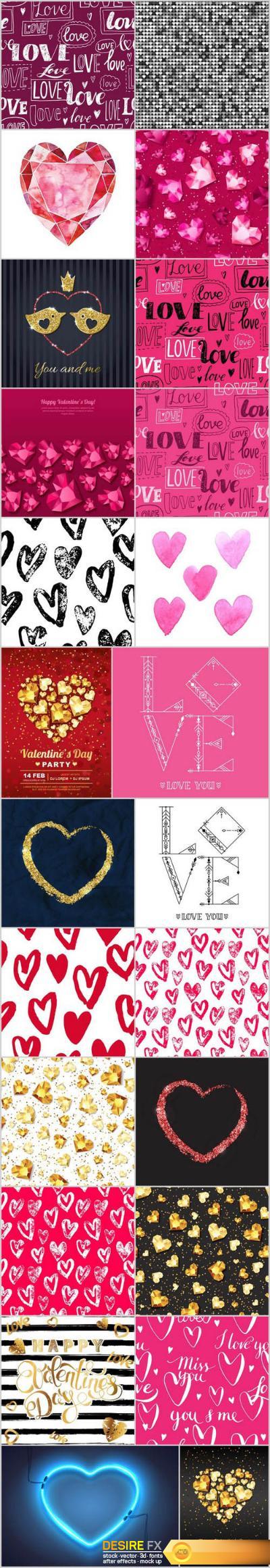 Heart & Love - Happy Valentines Day 2 - Set of 24xEPS Professional Vector Stock