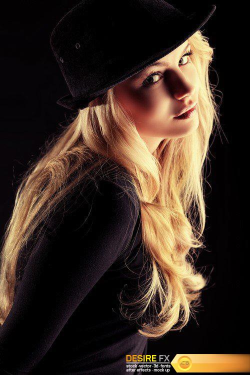 Attractive young woman with blond hair wearing hat 11X JPEG