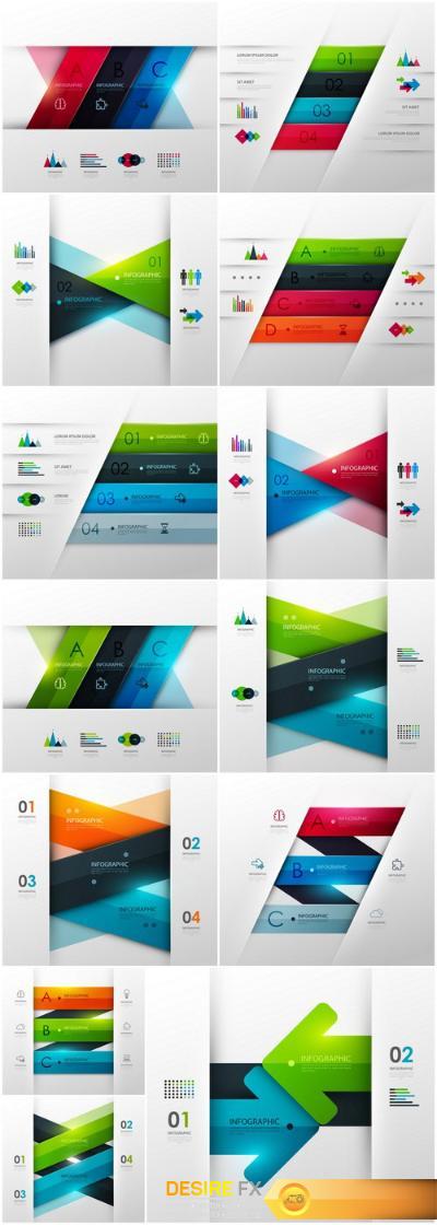 Infographics Design Templates - Set of 13xEPS Professional Vector Stock