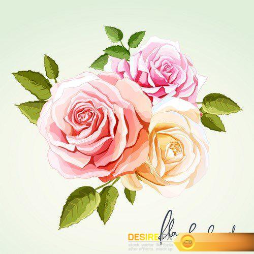Postcard with flowers vector 14X EPS