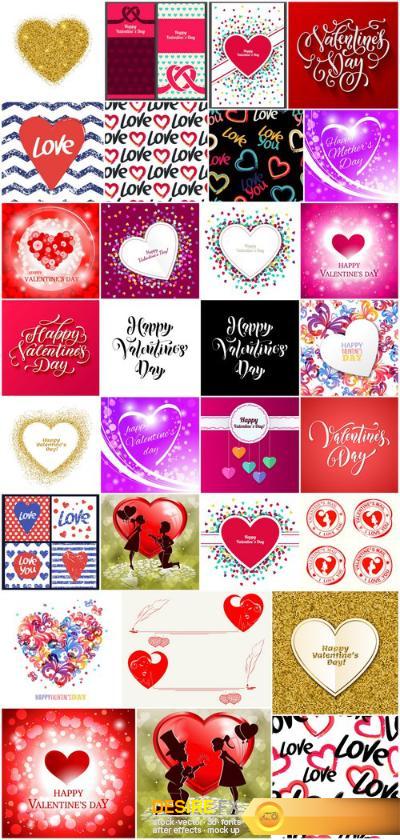 Heart & Love - Happy Valentines Day 6 - Set of 30xEPS Professional Vector Stock