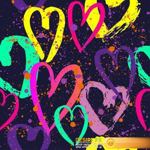 Abstract seamless pattern with stars and hearts 10X EPS