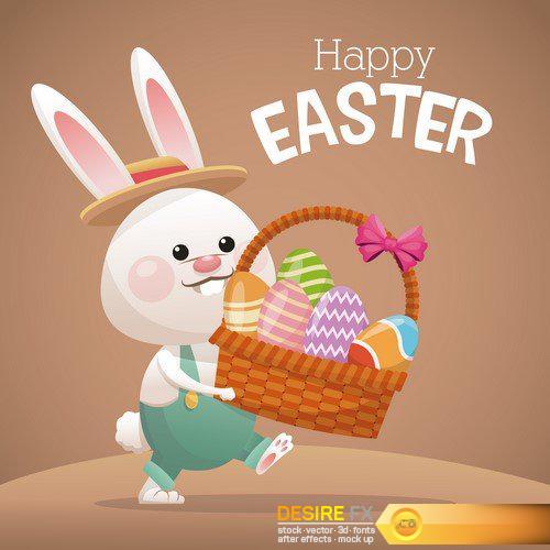 Happy easter card cute bunny egg decorating 20X EPS