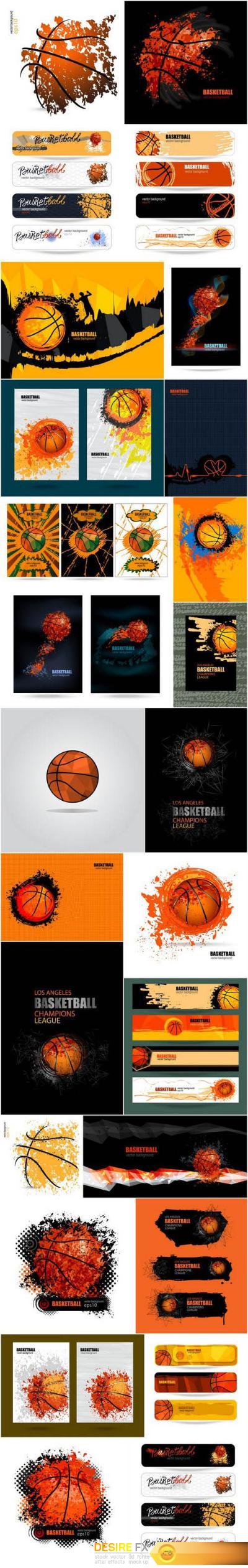Basketbal posters, banners and elements of design - 26xEPS Professional Vector Stock