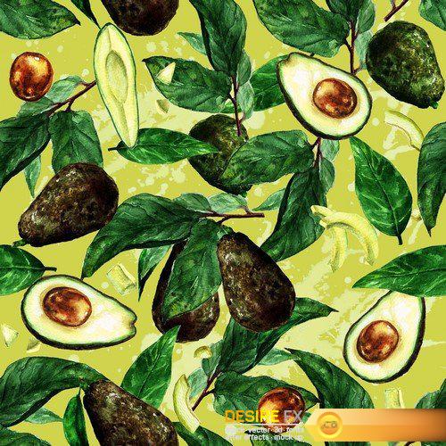 Seamless pattern brussels sprouts and avocado 10X JPEG