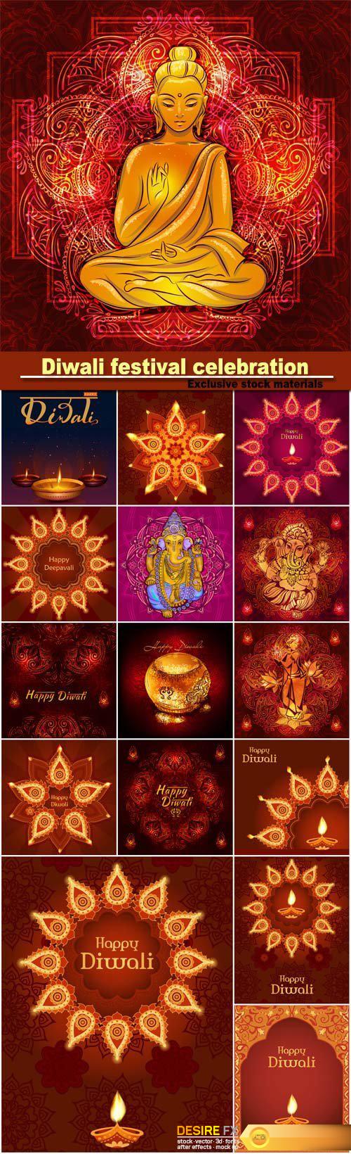 Diwali festival celebration in India, Ganesh Puja, Buddha sitting in the lotus position