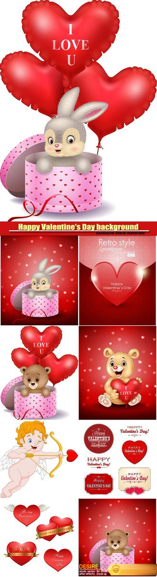Vector set Happy Valentine's Day background