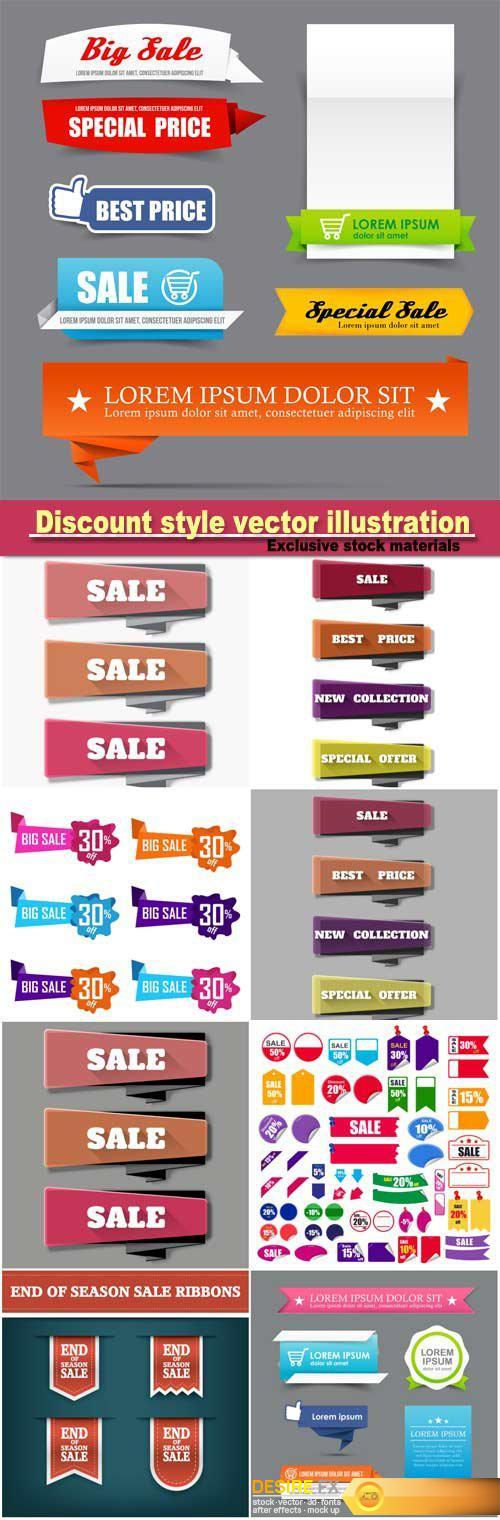 Collection of colorful web tag banner promotion sale discount style vector illustration