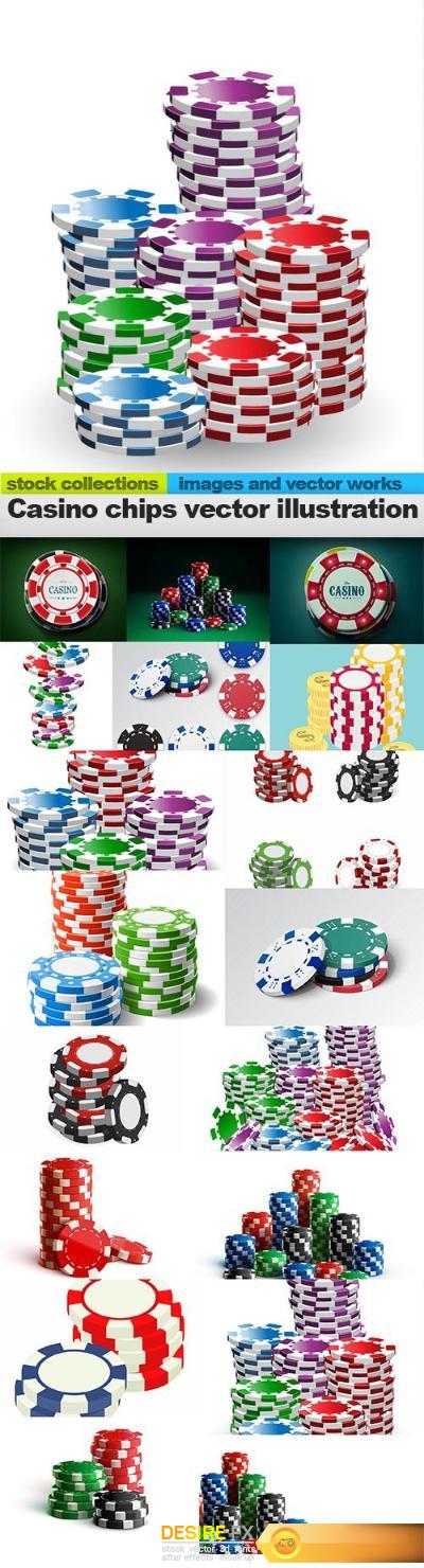 Casino chips vector illustration, 15 x EPS