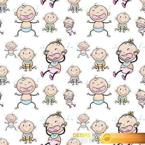 Seamless background with children 11X EPS