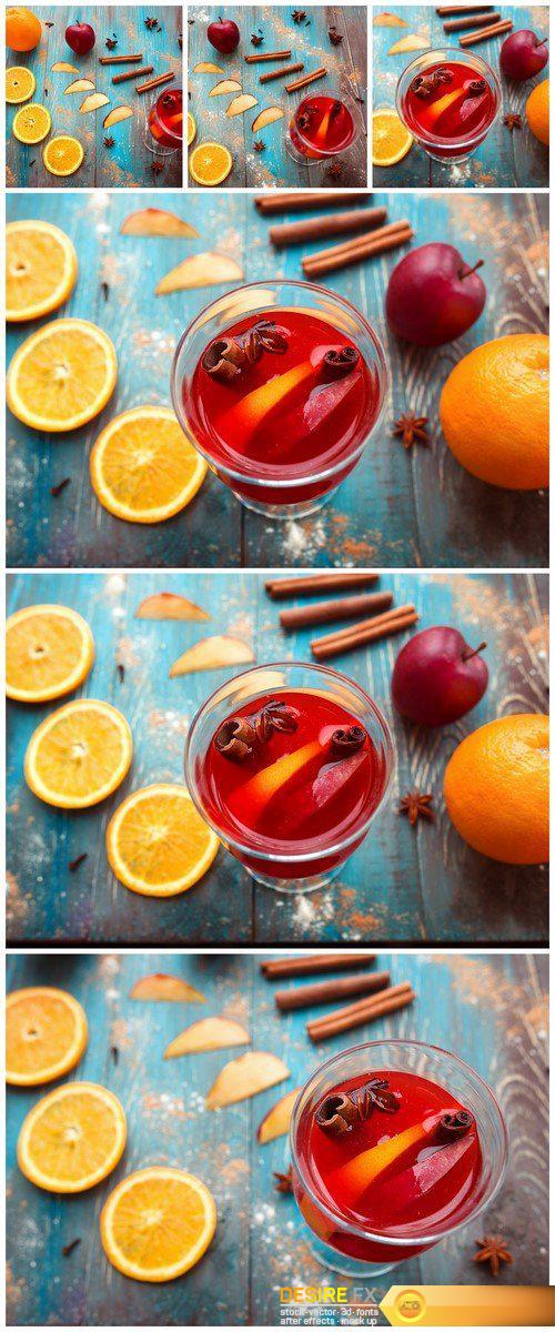 A cup of mulled wine with spices 6X JPEG