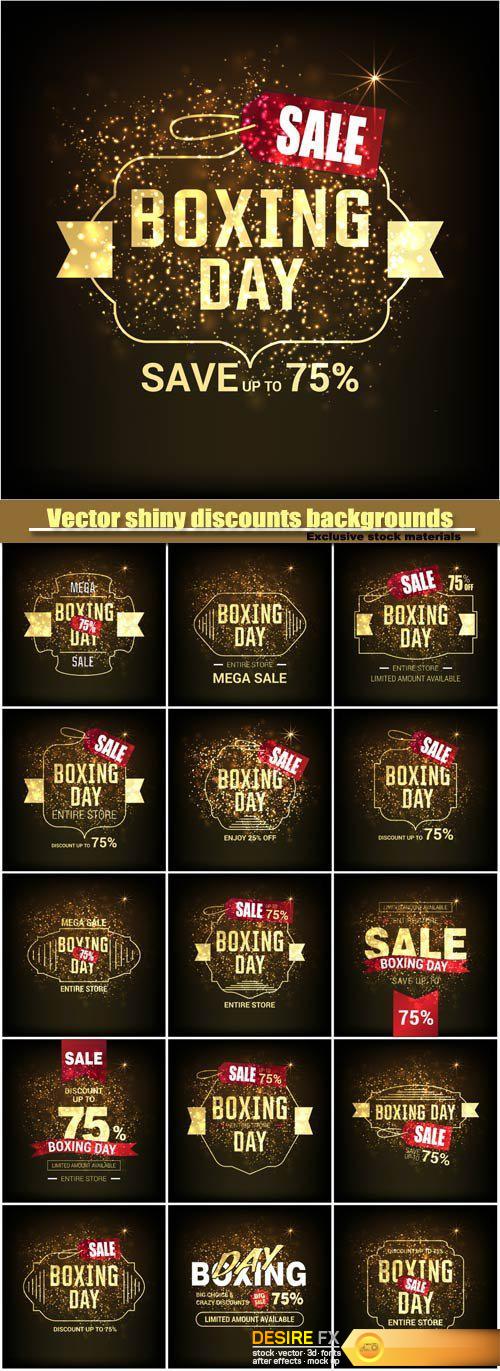 Boxing day, vector shiny discounts backgrounds