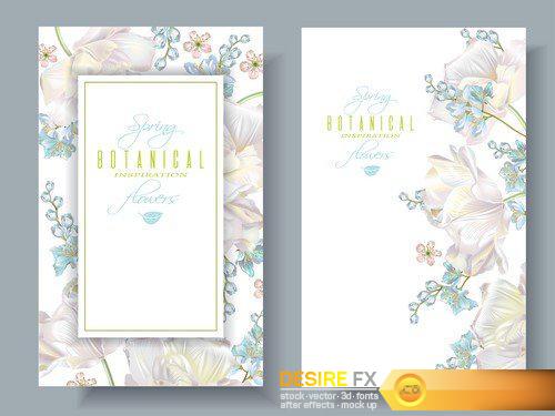 Vector spring flower banners with white tulips 5X EPS