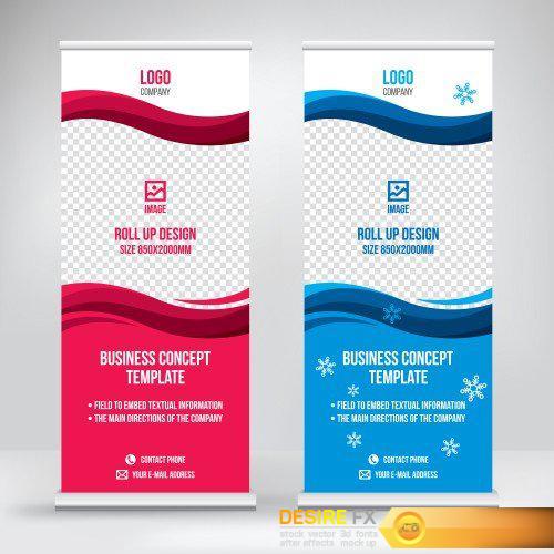 Vector roll up banner template, stand template, banner design