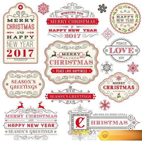 Collection of elegant christmas vector labels