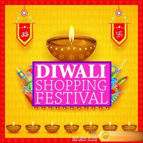Easy to edit vector illustration of decorated diya for Happy Diwali holiday background