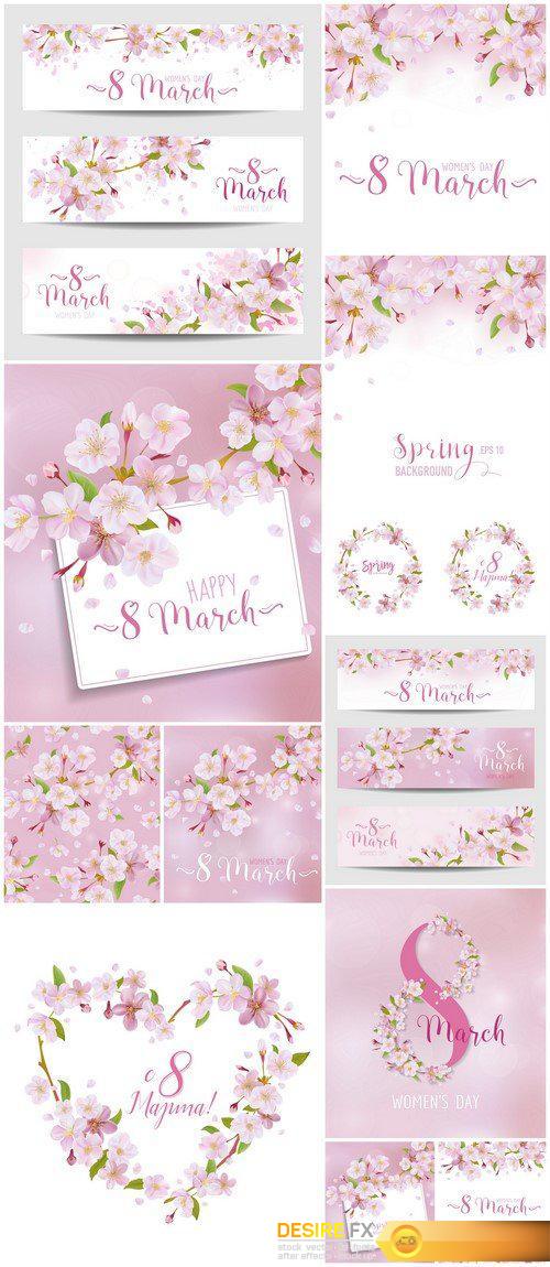 8 March - Women\'s Day Greeting Card Template  in vector 13X EPS