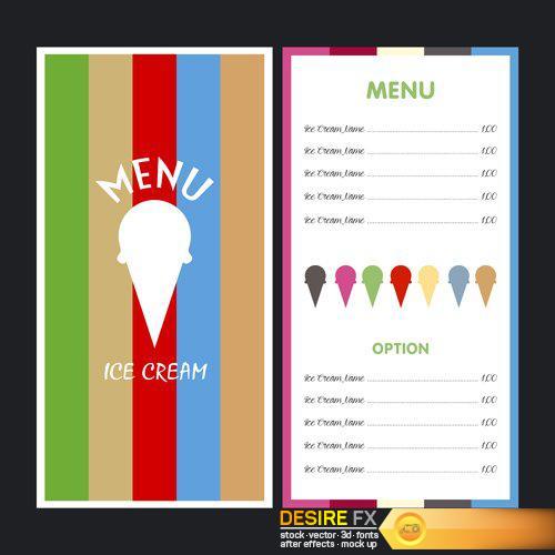 Set of colored menu designs, vector illustration