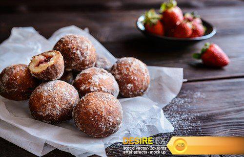 Bomboloni - Italian doughnuts stuffed with strawberry jam 10X JPEG