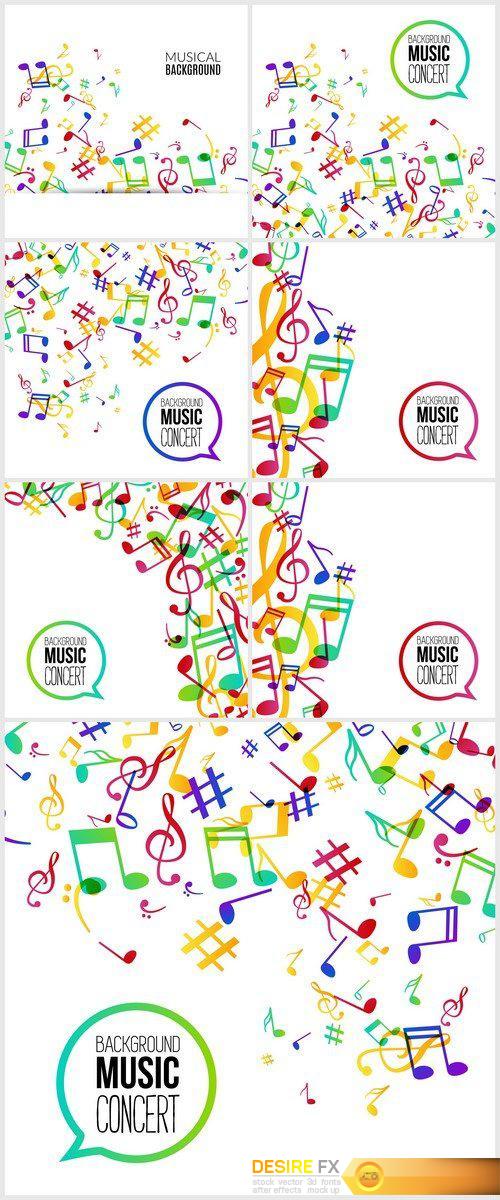 Musical background with musical notes 7X EPS