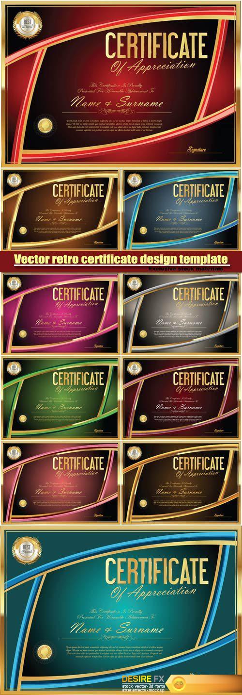 Vector retro certificate design template
