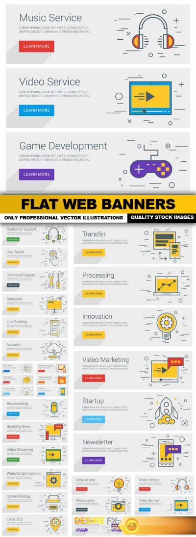 Flat Web Banners - 10 Vector