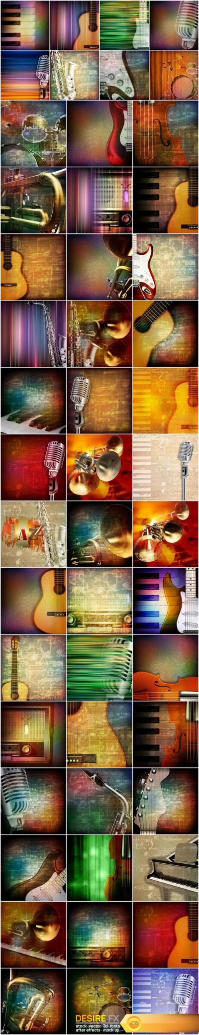 Musical instrument on abstract and grunge backgrounds - 50xEPS