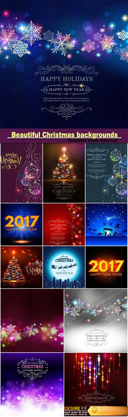 Christmas backgrounds, sparkling elements, snowflakes