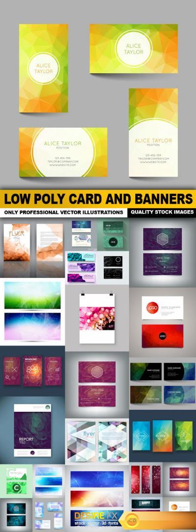 Low Poly Card And Banners - 25 Vector