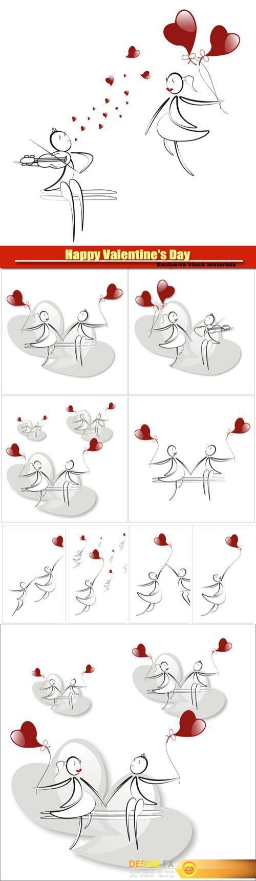 Happy Valentine's Day vector, hearts, romance, love #14