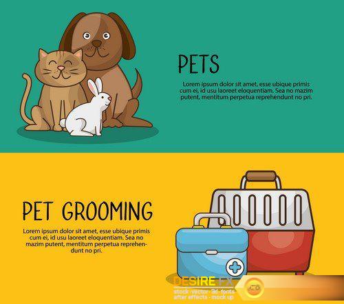 Pet shop cats and dog care vector illustration 18X EPS