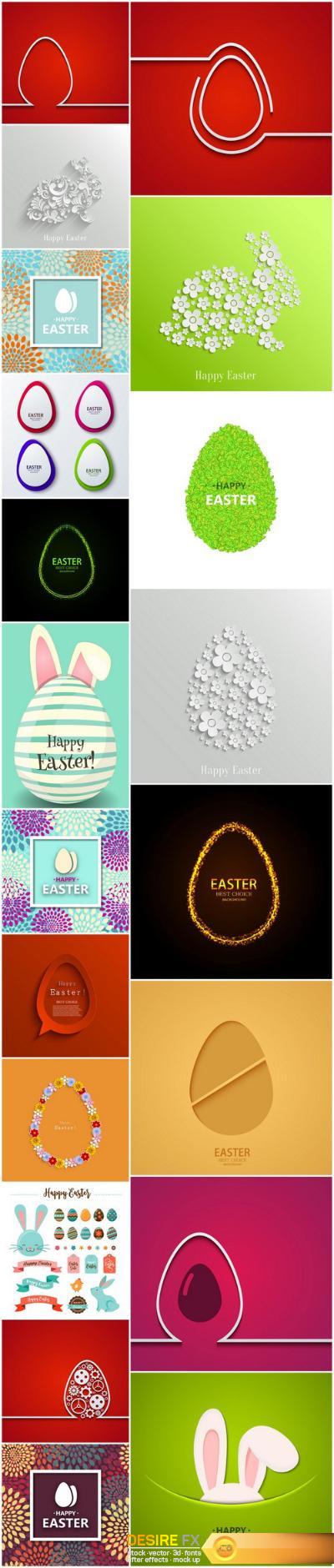 Easter eggs, Easter rabbit & bunny - Happy Easter 2 - Set of 20xEPS Professional Vector Stock