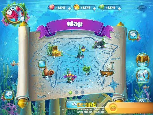 Underwater World - level game map 9X EPS