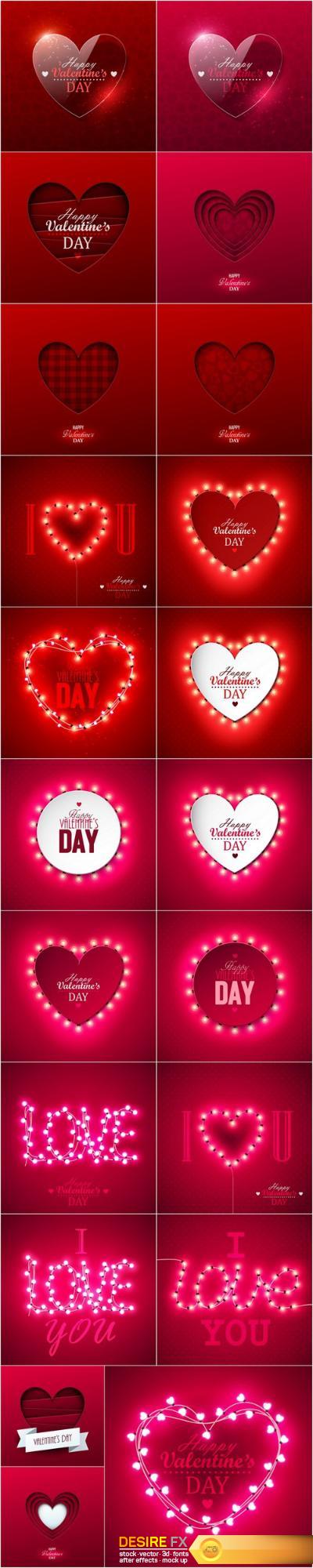 Heart & Love - Happy Valentines Day 7 - Set of 21xEPS Professional Vector Stock