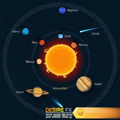 Solar System infographics vector, 12 x EPS