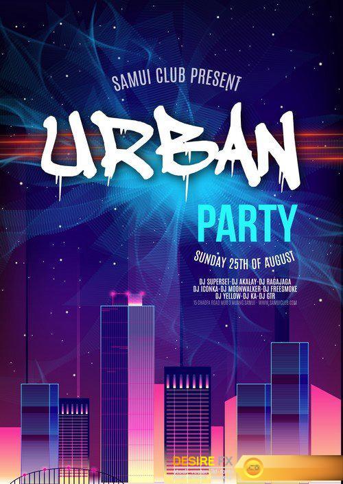 Urban Dance Party Poster Background Template - Vector Illustration #2 15X EPS