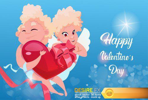 Valentine Day Gift Card Holiday Love Cupid 11X EPS