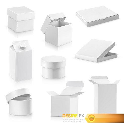 Set white cardboard boxes Promotional items 4X EPS