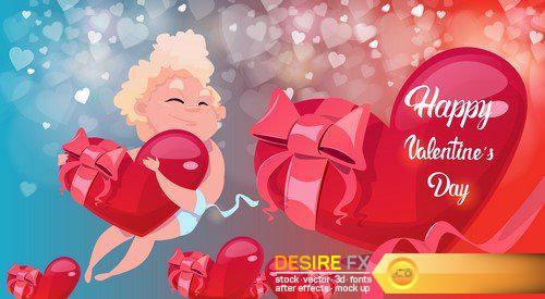 Valentine Day Gift Card Holiday Love Cupid 11X EPS