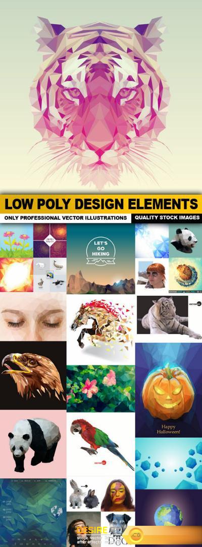 Low Poly Design Elements - 25 Vector