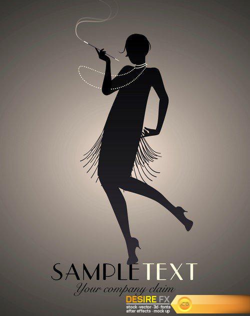 Silhouettes dancing jazz or swing Poster 14X EPS